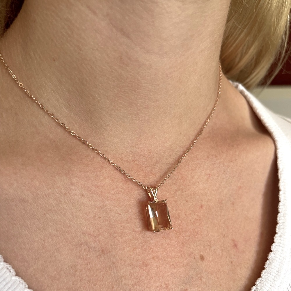 18k Rose gold plated morganite pendant - Picture 6 of 8